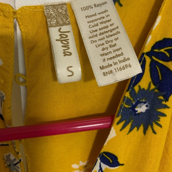 Yellow & navy blue printed dress. NWOT - Picture 5 of 5